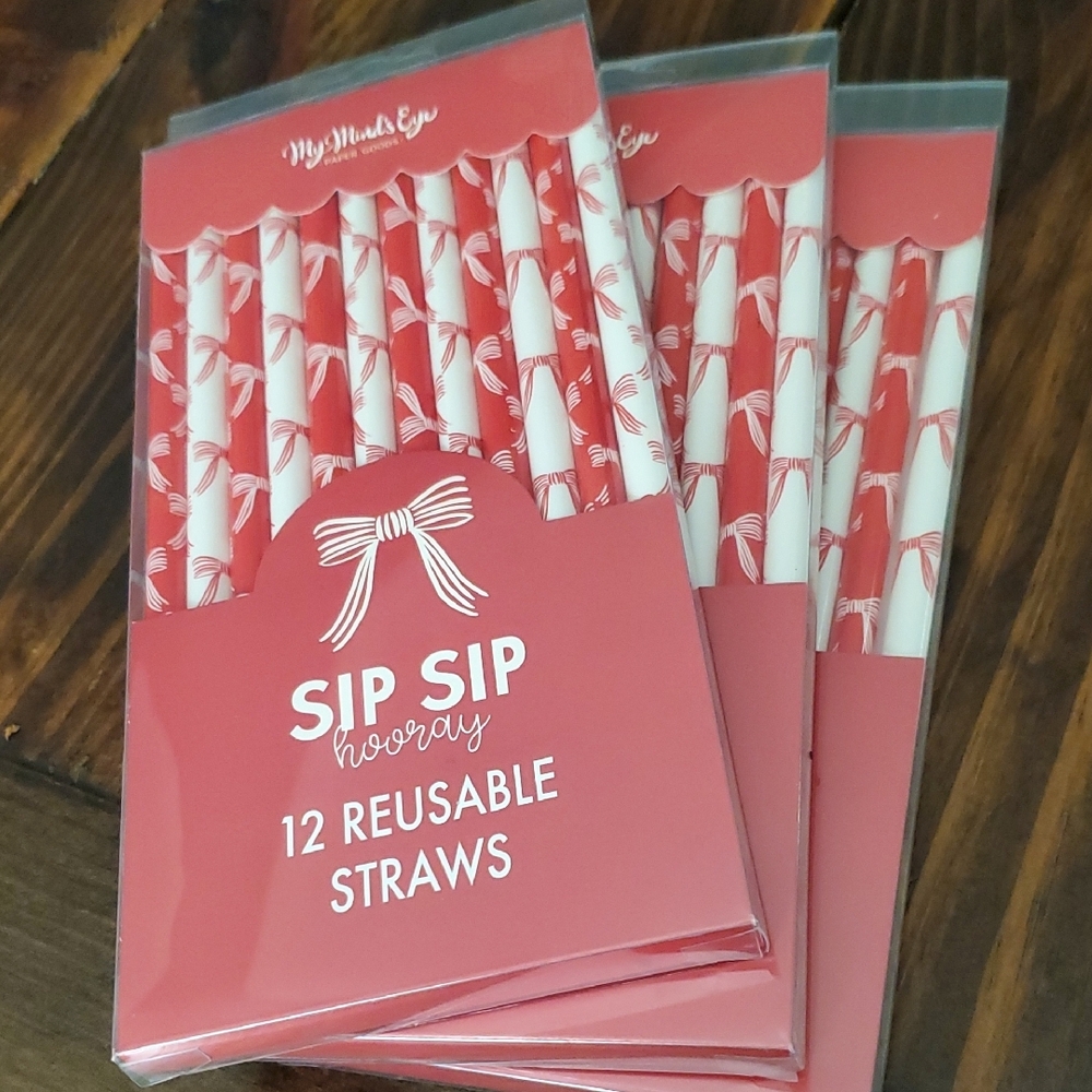 My Mind's Eye Red and White Reusable Straws